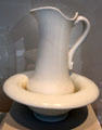 White glass pitcher & basin attrib. Withall Bros., Millville, NJ at Dallas Museum of Art. Dallas, TX.