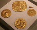 Gold circular plaques from Costa Rica & Panama at Dallas Museum of Art. Dallas, TX.