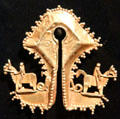 Man's gold symbolic pendant from Lesser Sunda Islands, Indonesia at Dallas Museum of Art. Dallas, TX.