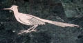 Giant Roadrunner limestone floor mosaic detail in Great Hall of State at Fair Park. Dallas, TX.