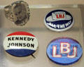 LBJ campaign buttons and campaign ring at LBJ Museum. San Marcos, TX.