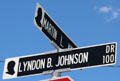 Intersention of Lyndon B. Johnson and Martin L. King Drives. San Marcos, TX.