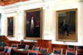 Portraits in Senate chamber at Texas State Capitol. Austin, TX.