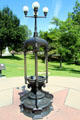 Bronze lampstand & fountain at Texas State Capitol. Austin, TX.