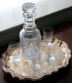 Cut glass decanter & glasses at Neill-Cochran House Museum. Austin, TX.