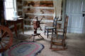 Rocking chair & weasel in Abram Alley Log Cabin. Columbus, TX.