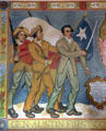Detail of Gen. Austin on mural by James Buchanan Winn Jr. at Gonzales Historical Memorial. Gonzales, TX