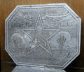 Remember the Alamo Texas Centennial metal plaque at Gonzales Historical Memorial. Gonzales, TX.