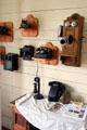 Collection of antique telephones at Pioneer Village. Gonzales, TX.