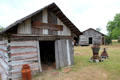 Log granary & barn at Pioneer Village. Gonzales, TX.
