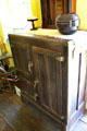 Wooden ice box in Breustedt kitchen at Museum of Texas Handmade Furniture. New Braunfels, TX.