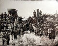 Photo of driving of last spike at Promontory Point on May 10, 1869 by Andrew Russell in Utah State Railroad Museum. Ogden, UT.