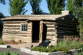Pioneer log home in Mormon churches collection since 1912, now displayed beside Mormon Museum. Salt Lake City, UT.