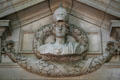 Minerva bust over entrance of Old Norfolk Public Library funded by Carnegie. Norfolk, VA.
