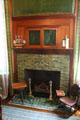 Tile fireplace in library of Hunter House museum. Norfolk, VA.