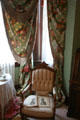 Heavy drapes & chair in bedroom of Hunter House museum. Norfolk, VA.