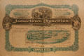 Common stock certificate for Jamestown Exposition of 1907 from Hampton Roads Naval Museum at Nauticus. Norfolk, VA.