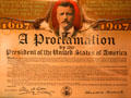 President Teddy Roosevelt Proclamation detail on Jamestown Exposition poster at Hampton Roads Naval Museum. Norfolk, VA