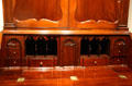 Detail of compartments of mahogany desk & bookcase made in Newport, RI at Chrysler Museum of Art. Norfolk, VA.