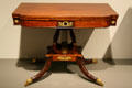 Mahogany, oak & cherry card table with lyre support made in Philadelphia, PA at Chrysler Museum of Art. Norfolk, VA.