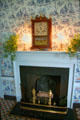Fireplace in Monroes' bedchamber at Ash Lawn-Highland. Charlotttesville, VA.