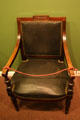Mahogany arm chair which be one of set owned by James Monroe at James Madison Museum. Orange, VA.