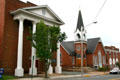 Neoclassical Independent Orange Lodge Masonic Temple & NeoGothic Trinity United Methodist Church. Orange, VA.