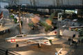 MiG-21F Fishbed C & Republic F-105D Thunderchief jet aircraft at National Air & Space Museum. Chantilly, VA.