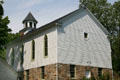 Wooden Gothic John Wesley Methodist Church on fieldstone foundation. Waterford, VA.