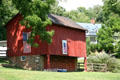 Red board & batten two-level barn at Tanyard, site of tanneries. Waterford, VA.