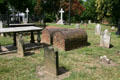 St. John's Episcopal Church graveyard with cylindrical tombs. Richmond, VA