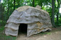 Replica of mat covered hut used by native-Virginian Powhaten Arrohatec Indian tribes at Henricus. VA.