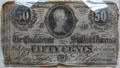 Confederate fifty cent banknote issue at Richmond at Siege Museum. Petersburg, VA
