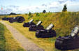 French cannon & mortars on second allied siege line on Yorktown Battlefield. Yorktown, VA.