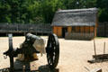Canon & guardhouse in Fort James at Jamestown Settlement. Jamestown, VA.