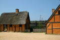 Houses in Fort James at Jamestown Settlement. Jamestown, VA.