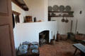 Fireplace with dishes in kitchen at Mt Vernon. Washington, VA.