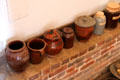 Various ceramic pots & jugs for food storage at Mt Vernon. Washington, VA.