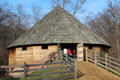 Reconstruction of round barn invented by George Washington for separating wheat kernels from its straw at Mt Vernon. Washington, VA.
