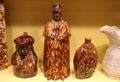 Brown glazed Toby jug & bottles by United States Pottery Co. at Bennington Museum. Bennington, VT.
