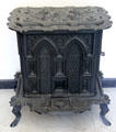 Parlor stove with Gothic-style panels at Bennington Museum. Bennington, VT.