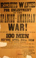 Recruits Wanted poster for Spanish-American War at Vermont History Center. Barre, VT.