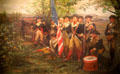 Green Mountain Boys at Hand's Cove painting by Julian Scott, shows troops of Ethan Allen & Benedict Arnold gathered to take Fort Ticonderoga at Vermont State House. Montpelier, VT.