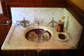 Marble & ceramic bathroom sink in farm house at Billings Farm & Museum. Woodstock, VT.