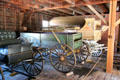 Democrat wagon or buggy , farm wagon , & freight or platform wagon at Billings Farm & Museum. Woodstock, VT.