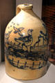 Stoneware jug painted with farm scene by J&E Norton of Bennington, VT at Billings Farm & Museum. Woodstock, VT.