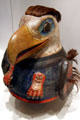 Northwest Coast native wooden eagle war helmet by Tlingit artist of Angoon at Seattle Art Museum. Seattle, WA.