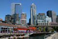 Pier 57 against Seattle's skyline. Seattle, WA.