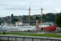 Docked historic ships at Northwest Seaport Maritime Heritage Center of Lake Union Park. Seattle, WA.