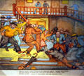 Graphic of union violence during factional fights of AFL & CIO by R.D. Gunther at Washington State History Museum. Tacoma, WA.